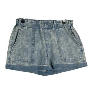 Blank NYC French Terry Printed On Denim Jean Shorts Blue Womens Small Stretch